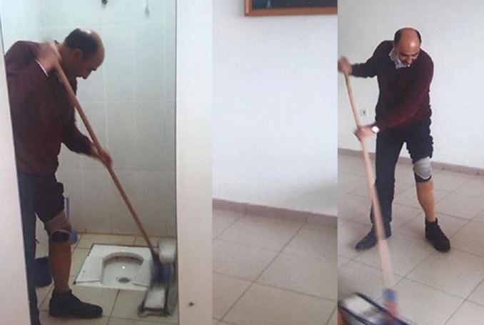 Engelli işçiye işe geç kaldı diye tuvalet temizleme cezası!